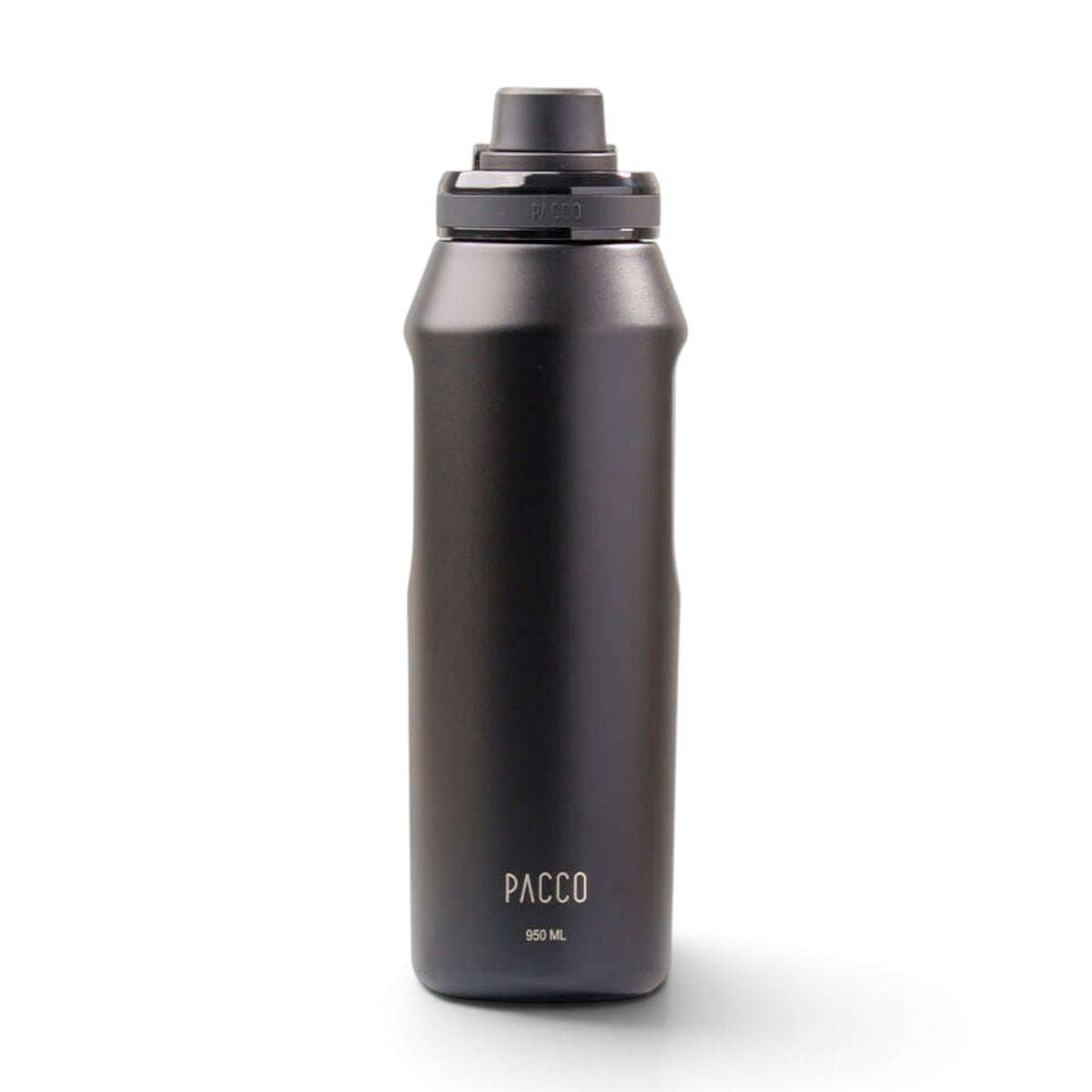 Garrafa Térmica PACCO Vyta 950ml em aço inoxidável com isolamento a vácuo para bebidas frias e quentes, cor preto elegante.
