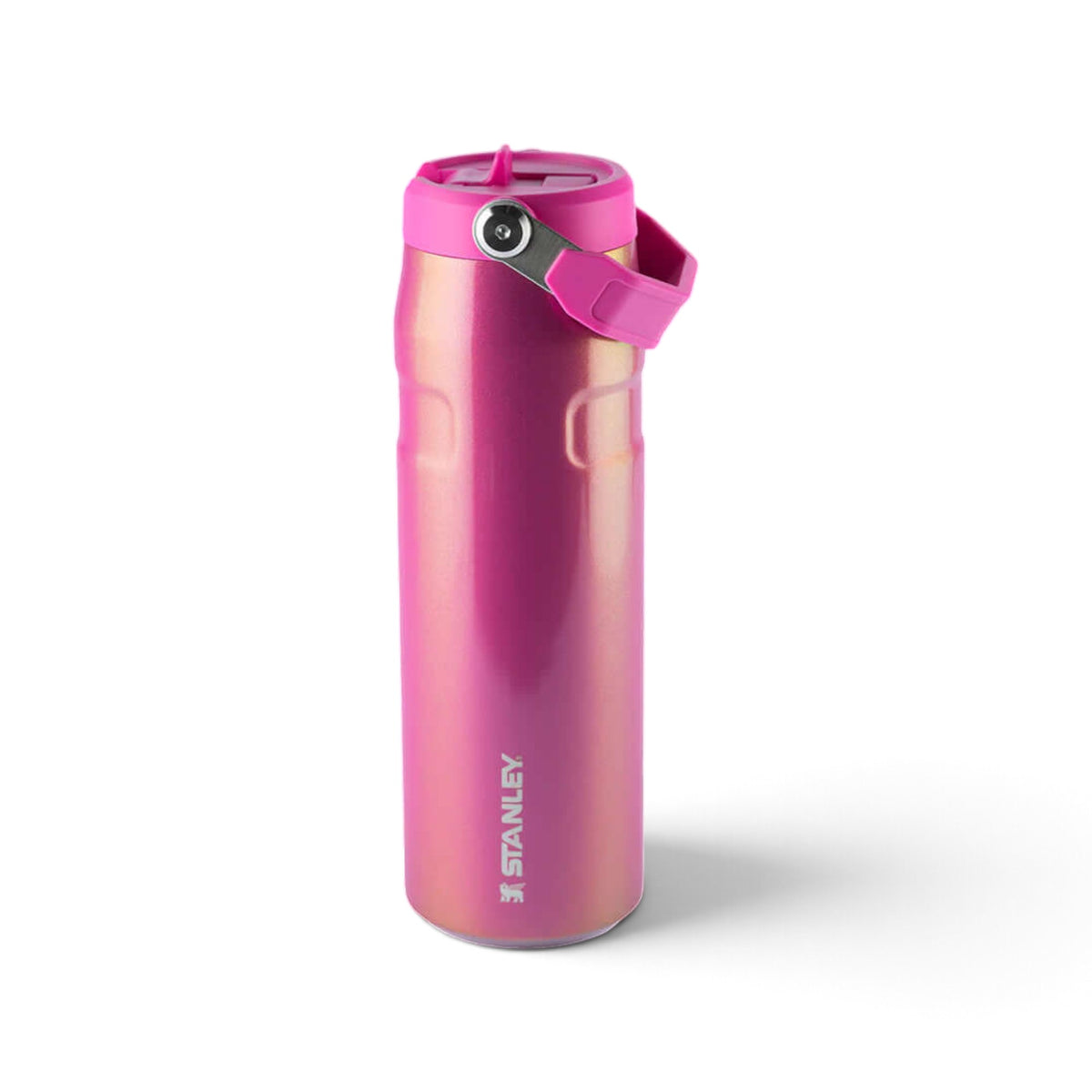 Garrafa Térmica Aerolight Flip Straw Stanley 710 ml Pink Shimmer, vista frontal com tampa fechada, foto 9 de 142