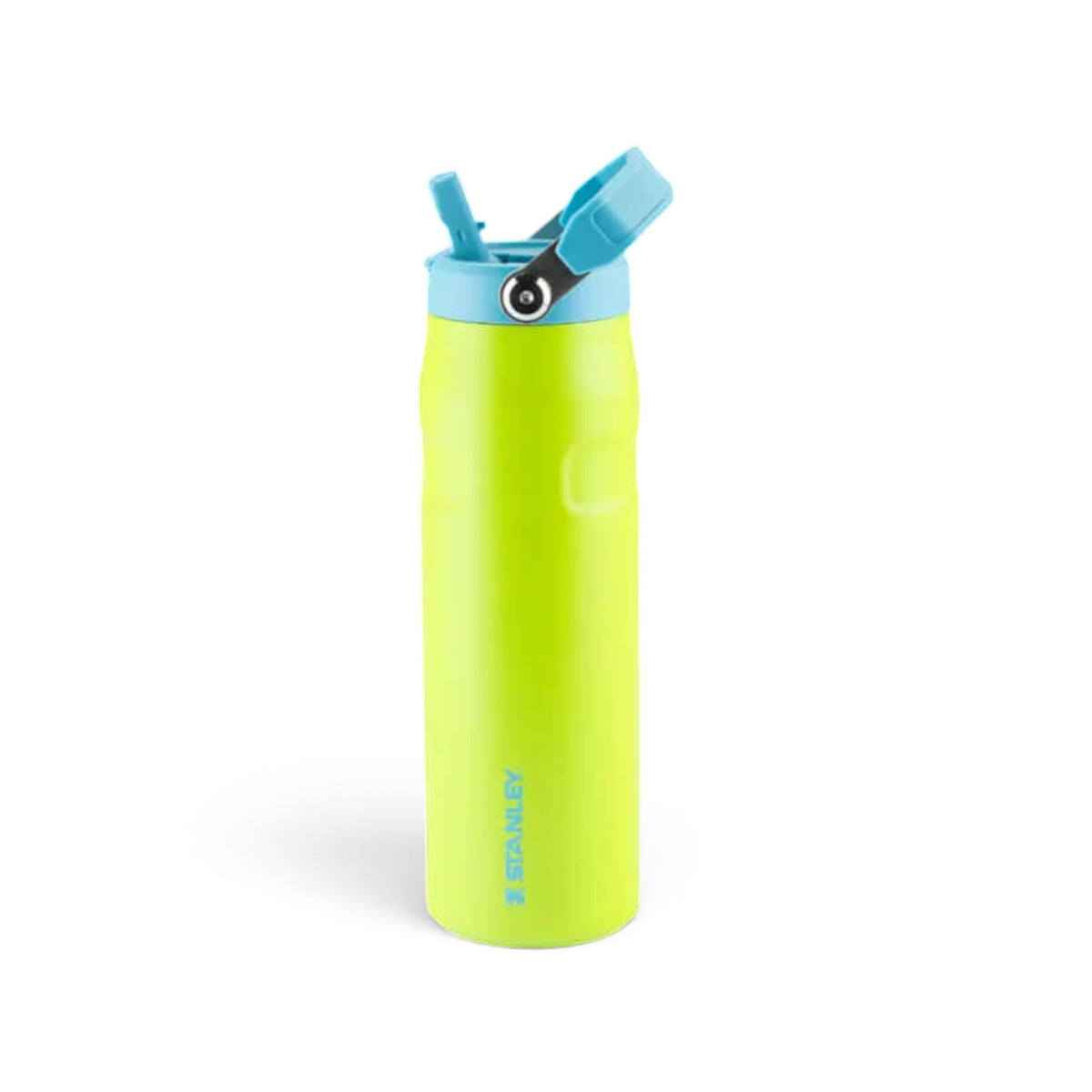 Garrafa Térmica Aerolight Flip Straw Stanley 710 ml Bright Lime, com a tampa aberta