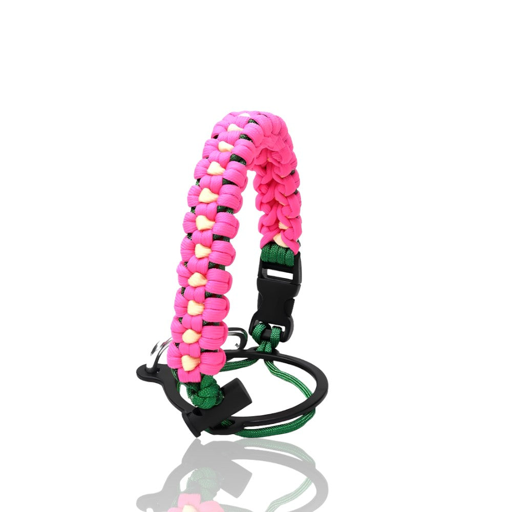 Alça de Mão - Floral rosa com design ergonômico para transporte confortável e ajuste personalizado.