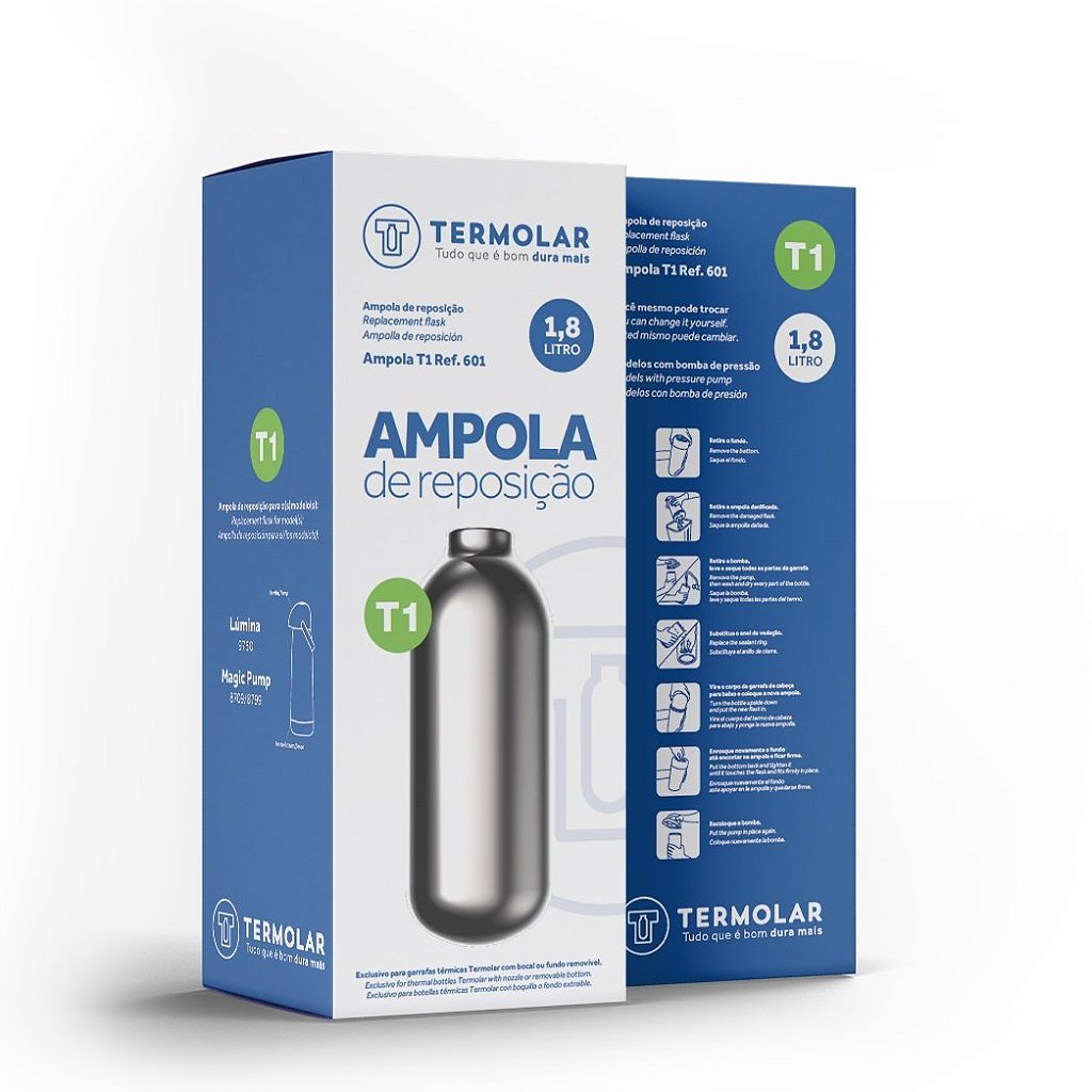 Ampola de vidro 1800ml Termolar - Magic Pump e Lúmina para reposição térmica eficiente.