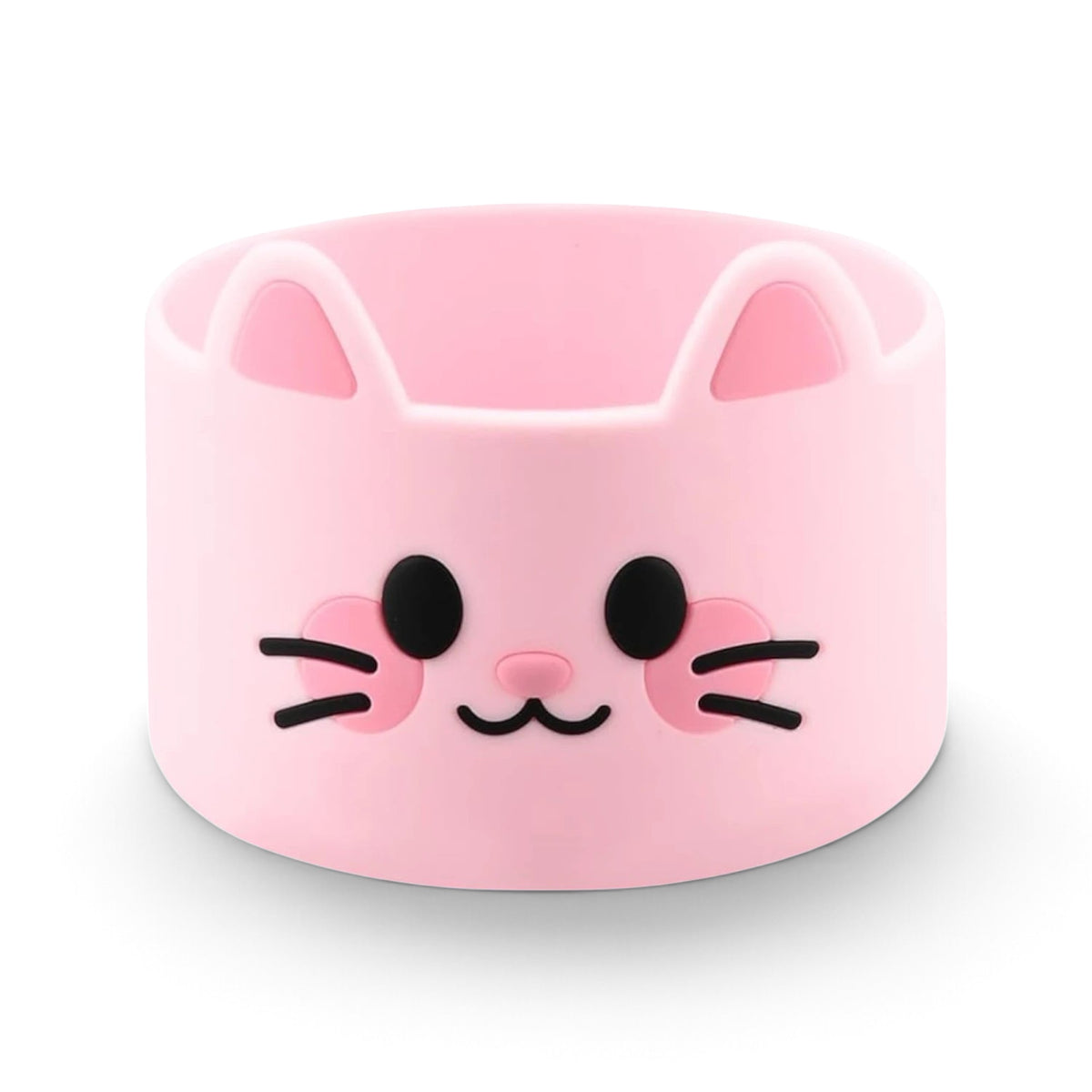 Capa de Silicone Médio - Variados 3D em formato de gatinho rosa, ideal para copos e garrafas de 350 ml a 750 ml.