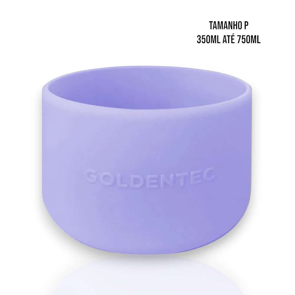 Capa de Silicone Goldentec P roxa ideal para garrafas térmicas de 350ml a 750ml. Proteção contra impactos e arranhões.