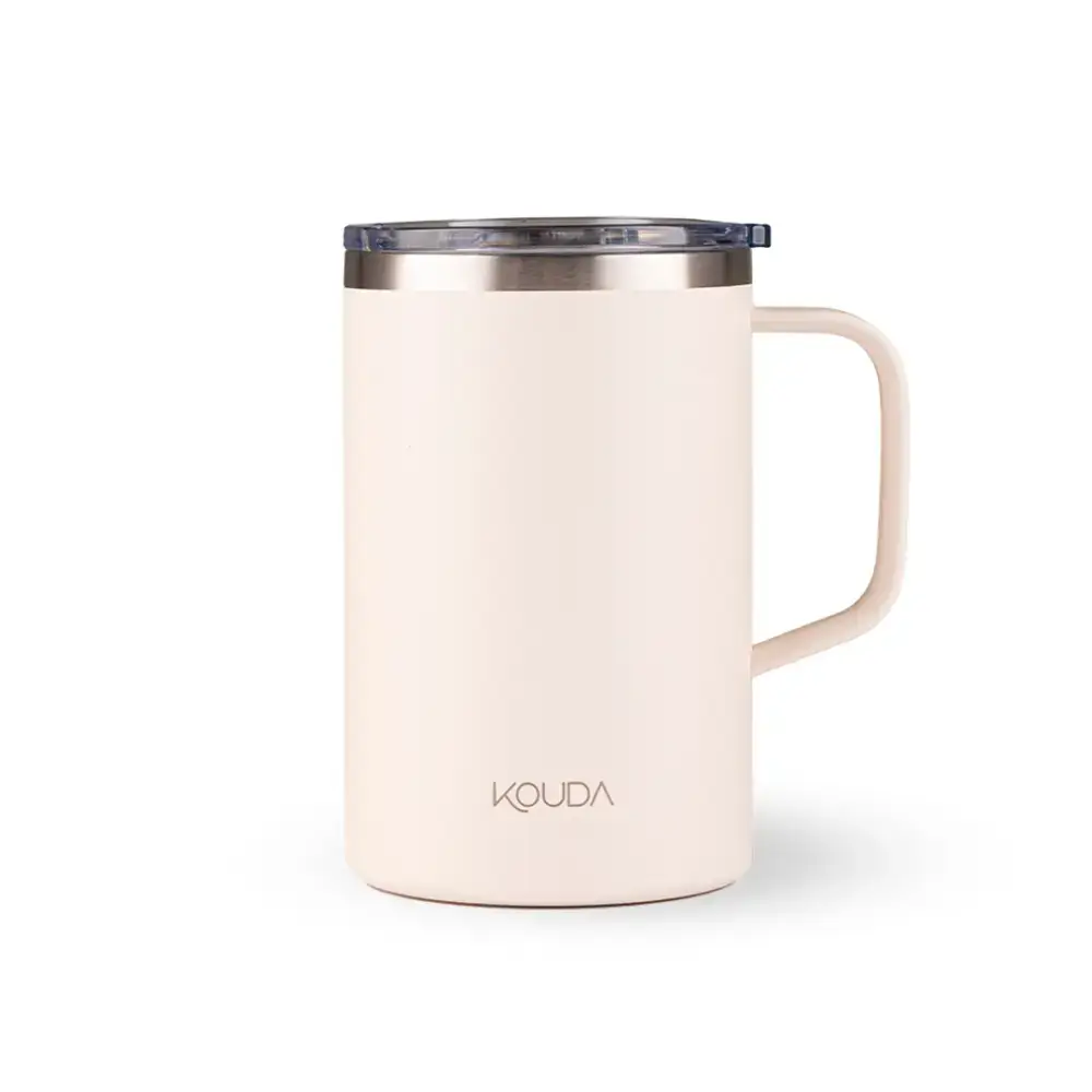 Elegante Caneca Térmica Kouda Helga – 500ml com parede dupla de aço inoxidável, mantém bebida quente por 4h, fria por 8h.