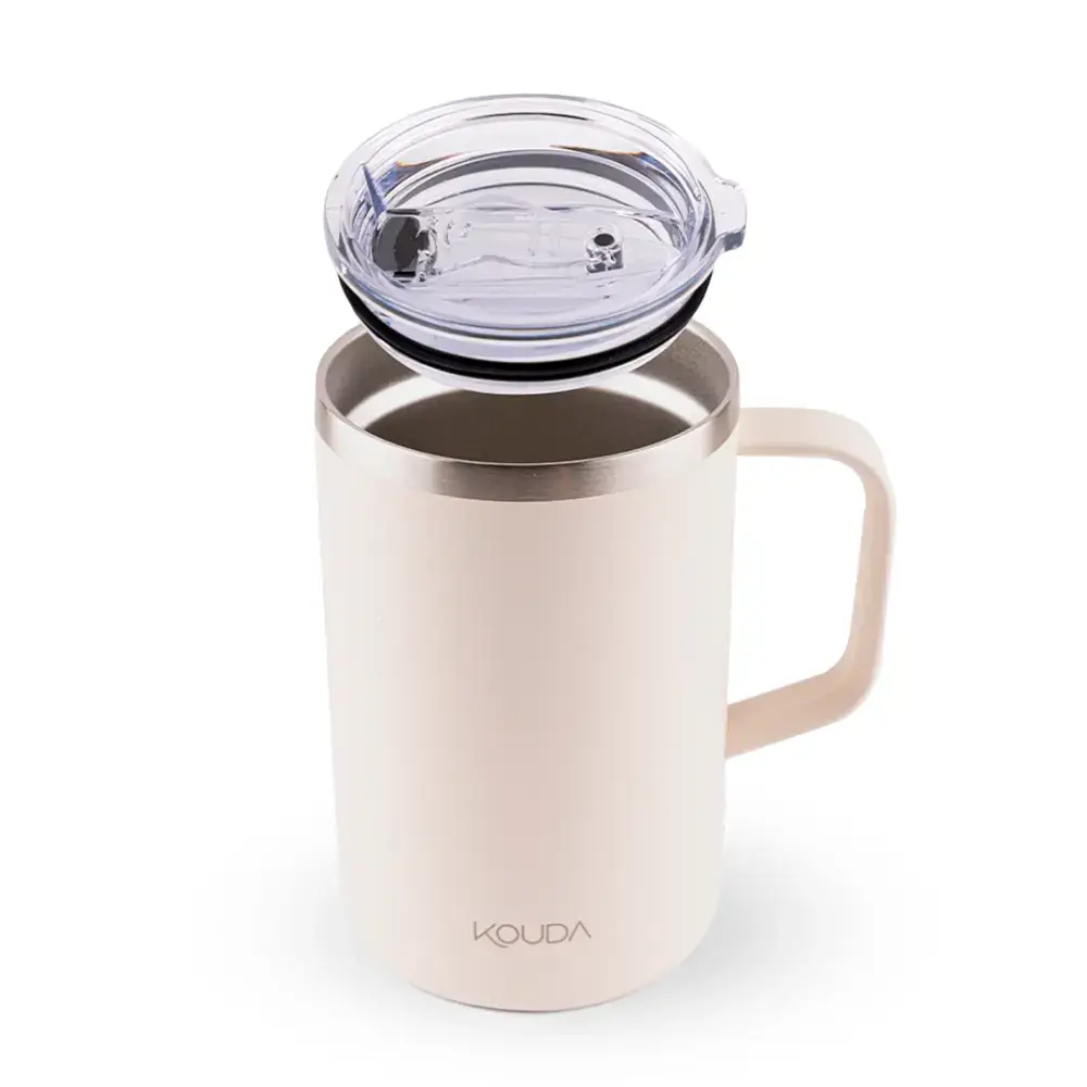 Caneca Térmica Kouda Helga – 500ml com tampa destacada, design elegante ideal para bebidas quentes e frias, parede dupla em aço inoxidável.