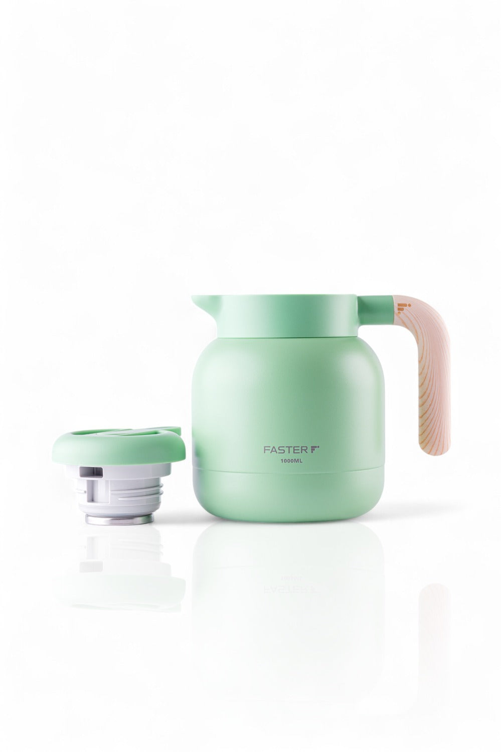 Garrafa de Café Expresso Faster - 1000ml em inox verde menta, com isolamento a vácuo, mantendo líquidos quentes por até 6 horas.