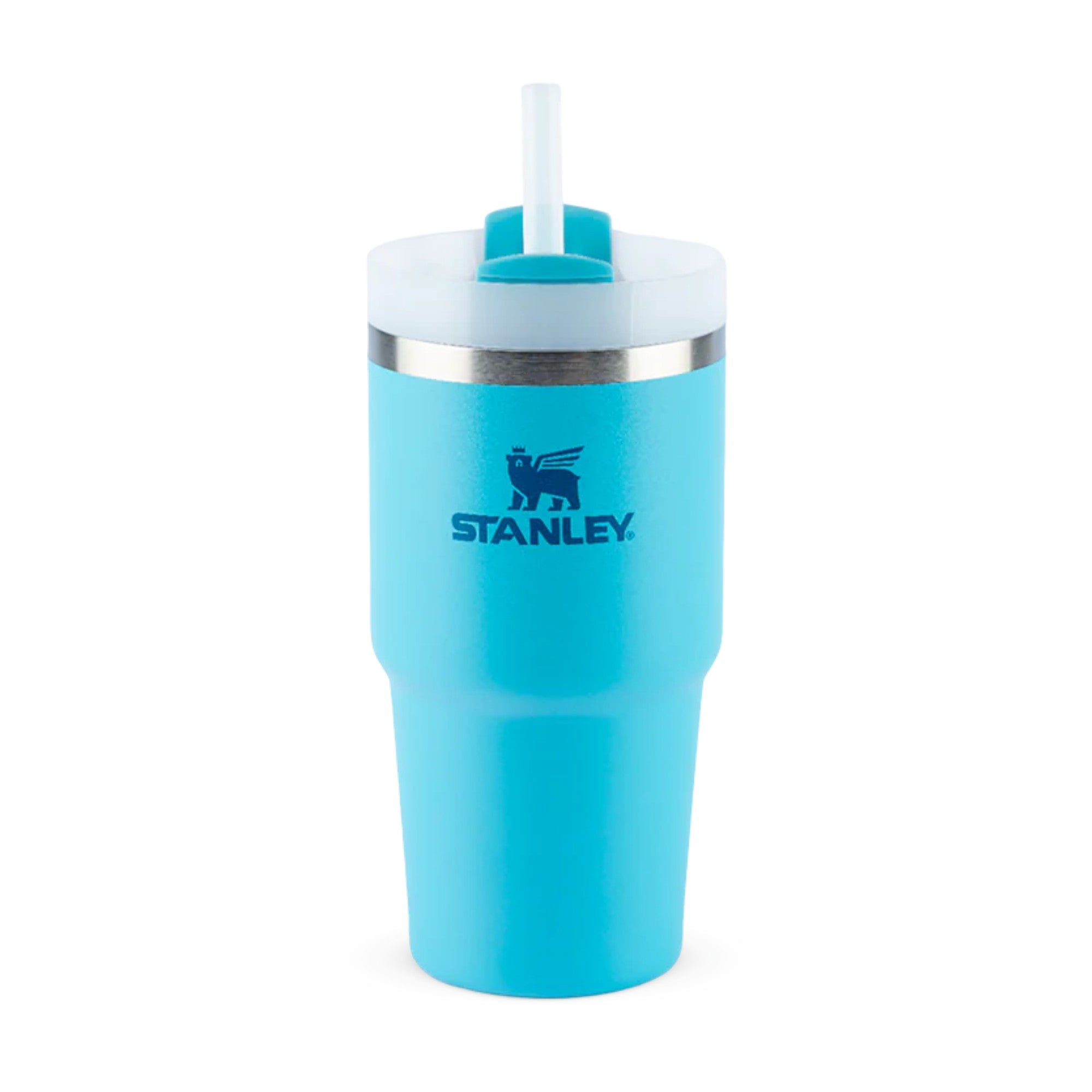 Copo Quencher com alça Stanley | 591ml, copo azul com canudo reutilizável e alça ergonômica para manter bebida gelada.