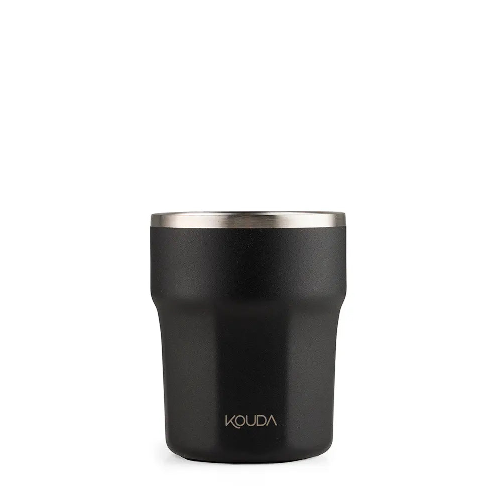 Copo Térmico Kouda Egeu 270ml, elegante e compacto, ideal para café no escritório ou em casa com conservação térmica eficiente.