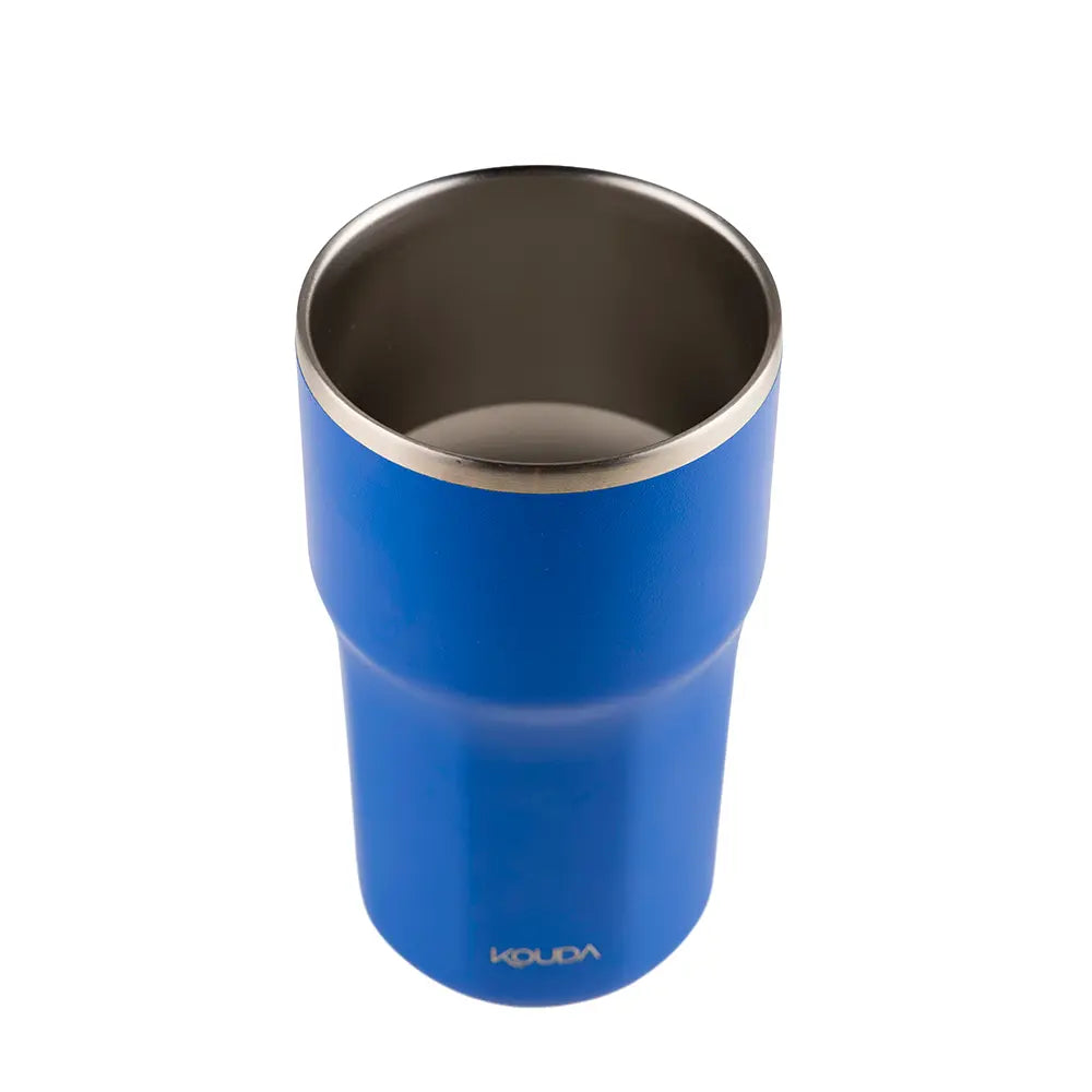 Copo Térmico Kouda Egeu 430ml em azul, com design moderno para bebidas quentes ou frias.