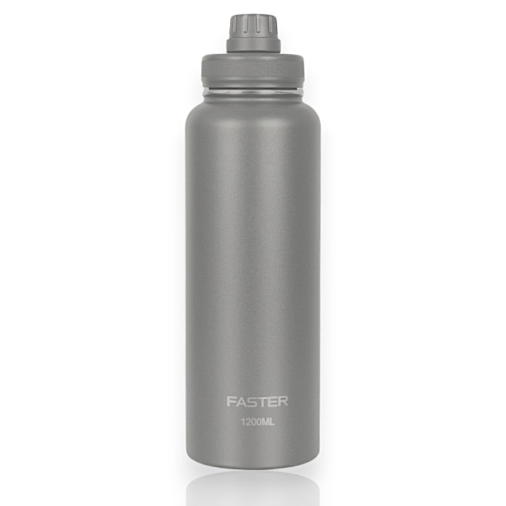 Garrafa Térmica Faster - 1200ml em aço inoxidável com isolamento térmico, capacidade de manter bebidas quentes por 12h e frias por 24h.