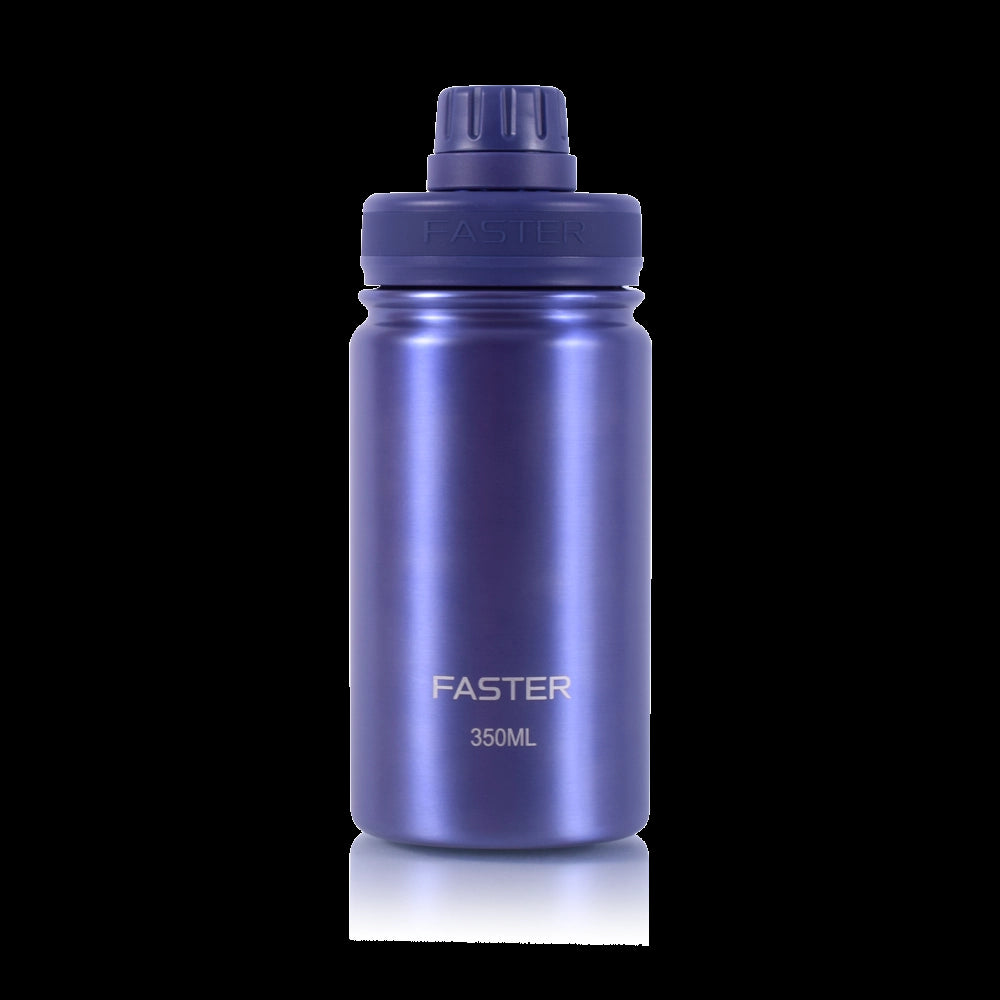 Garrafa Térmica Faster - 350ml azul. Ideal para hidratação infantil, fácil transporte na lancheira, incentiva consumo de água.