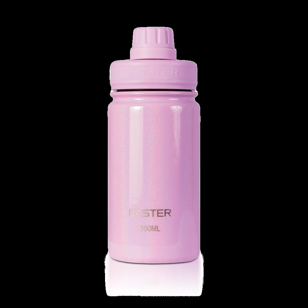 Garrafa Térmica Faster - 350ml em rosa para incentivar a hidratação, ideal para lancheiras e adicionar frutas para sabor.