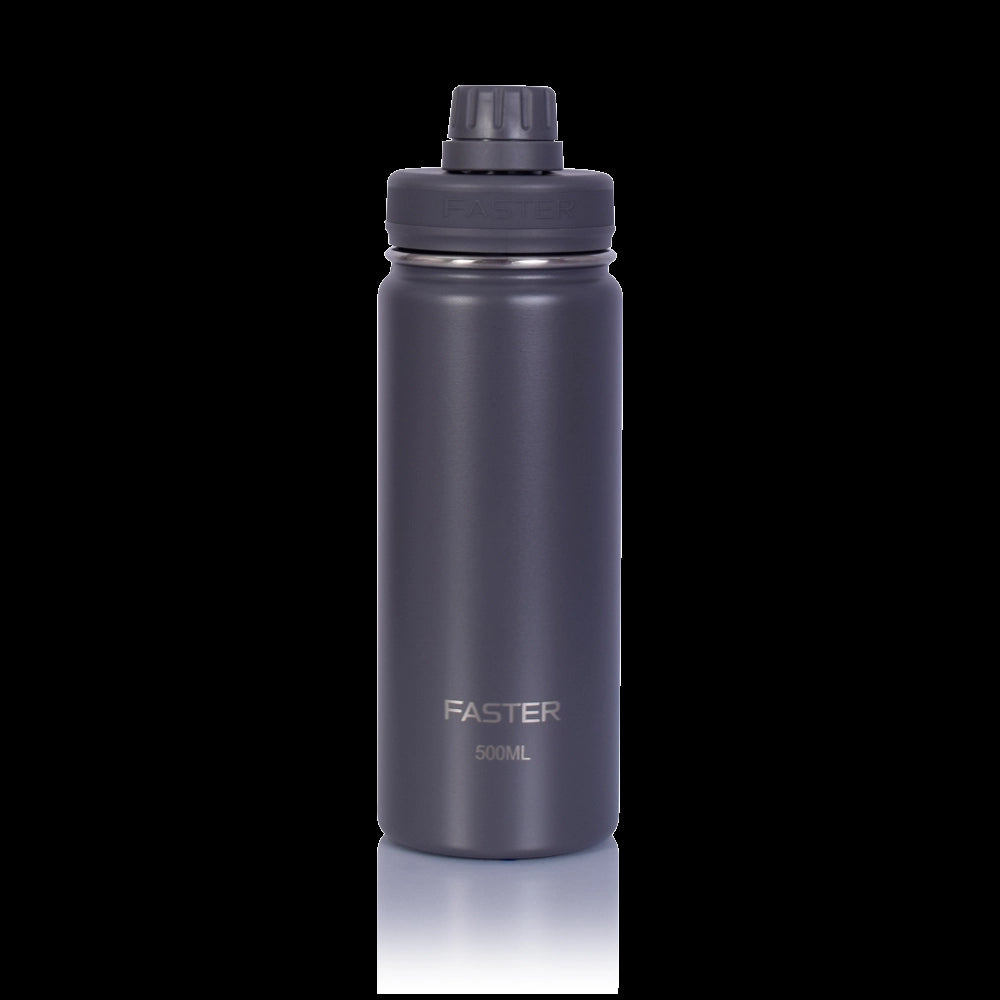 Garrafa Térmica Faster - 500ml em aço inoxidável, design moderno, ideal para academia e viagens, com garantia de 12 meses.