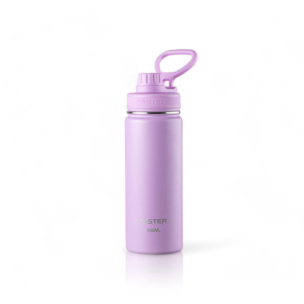 Garrafa Térmica Faster - 500ml em cor lilás, design moderno e sustentável, ideal para academia ou viagens.
