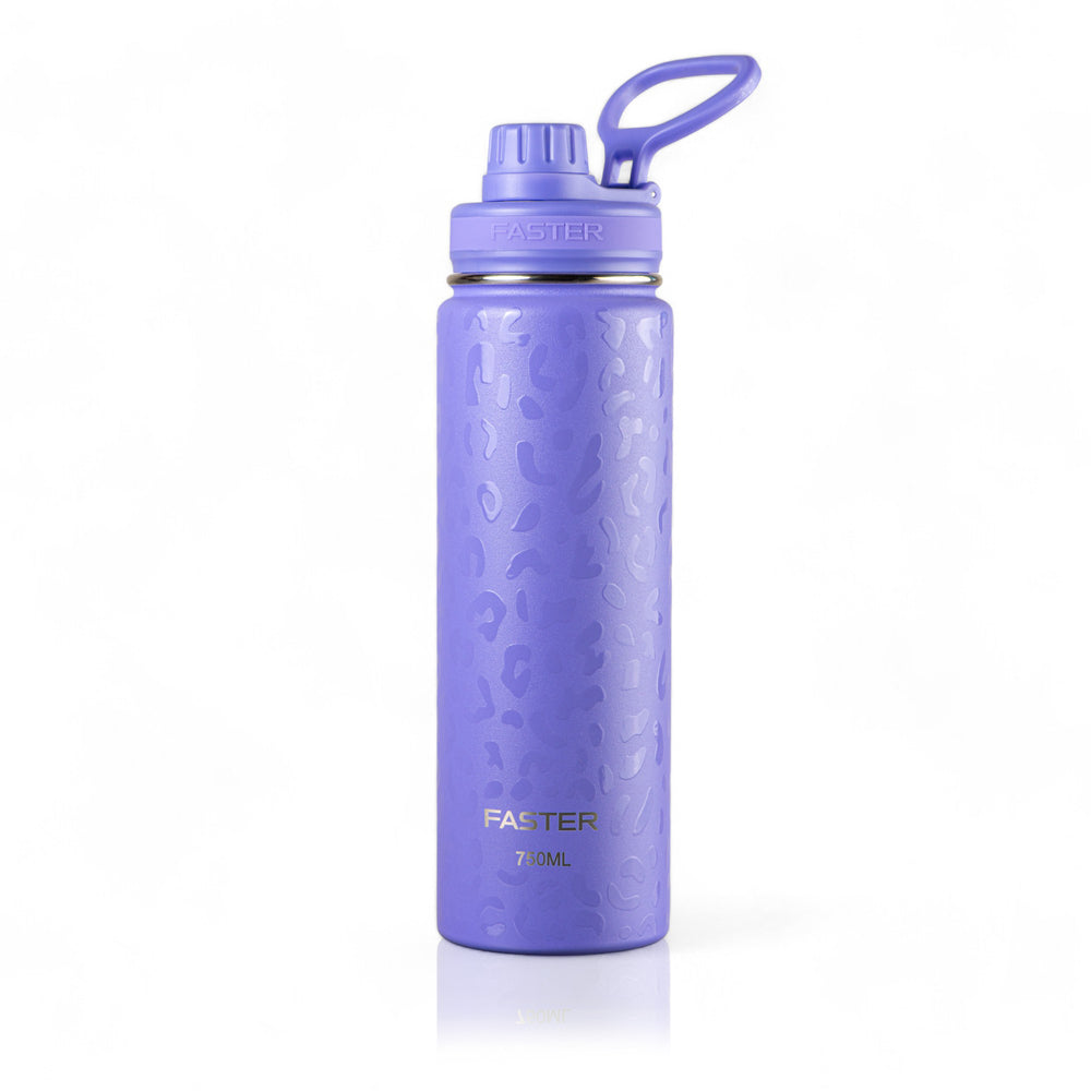 Garrafa Térmica Faster - 750ml em aço inoxidável roxa com isolamento térmico para bebidas quentes e frias.
