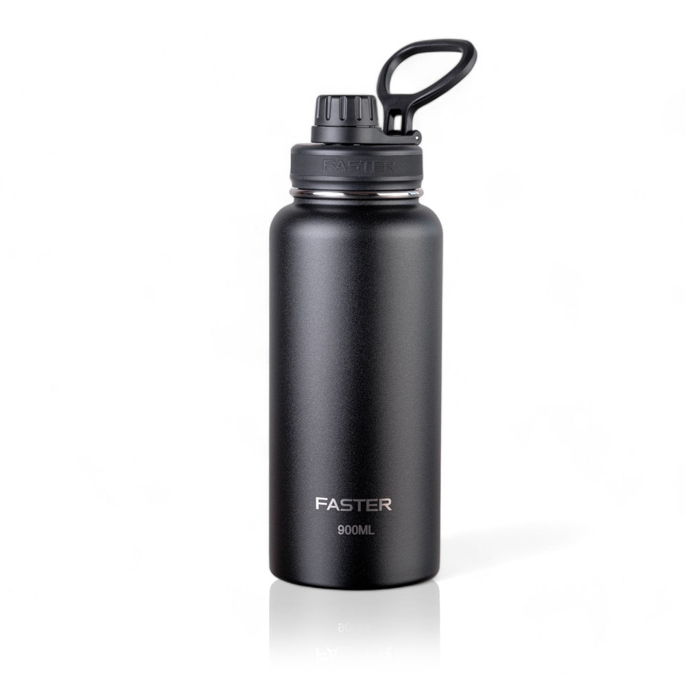 Garrafa Térmica Faster - 900ml em aço inoxidável, 12h quente 24h frio, ideal para alta performance térmica, leve e compacta.