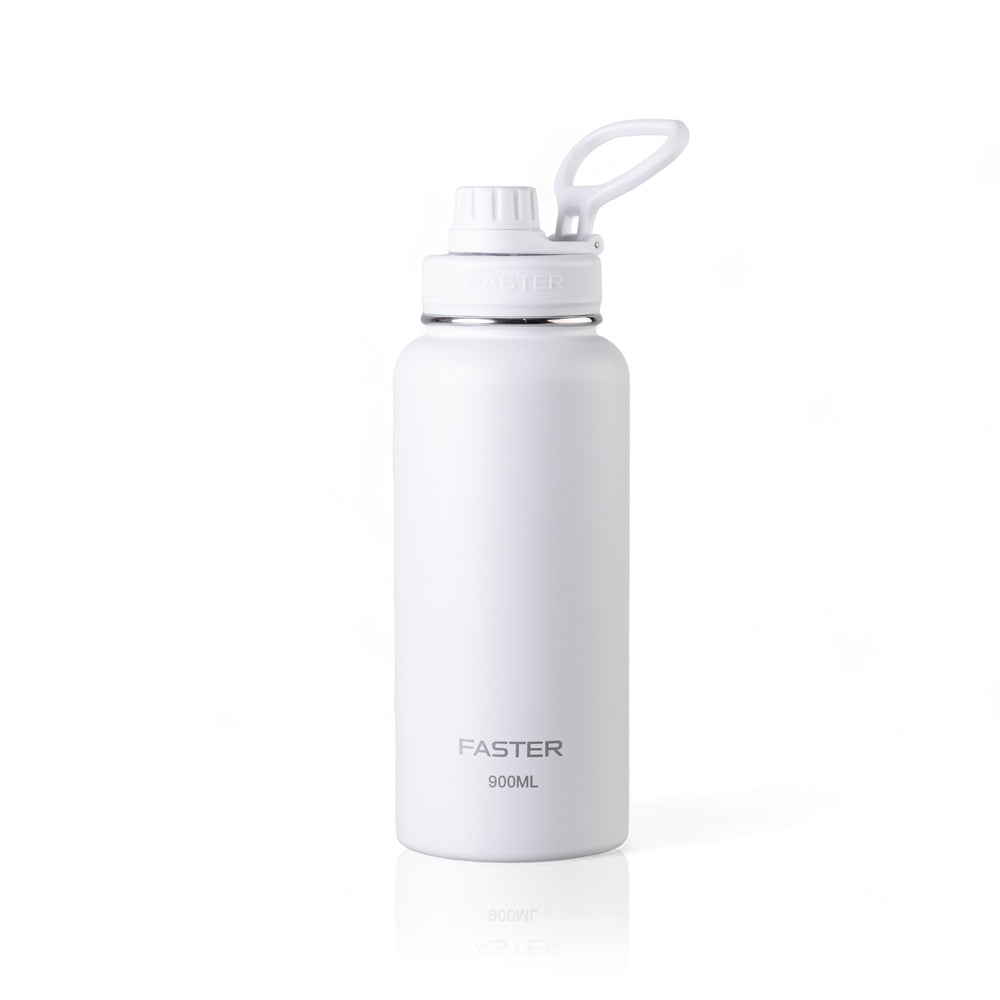 Garrafa Térmica Faster - 900ml em aço inox para bebidas quentes e frias, design compacto e resistente, uso sustentável.