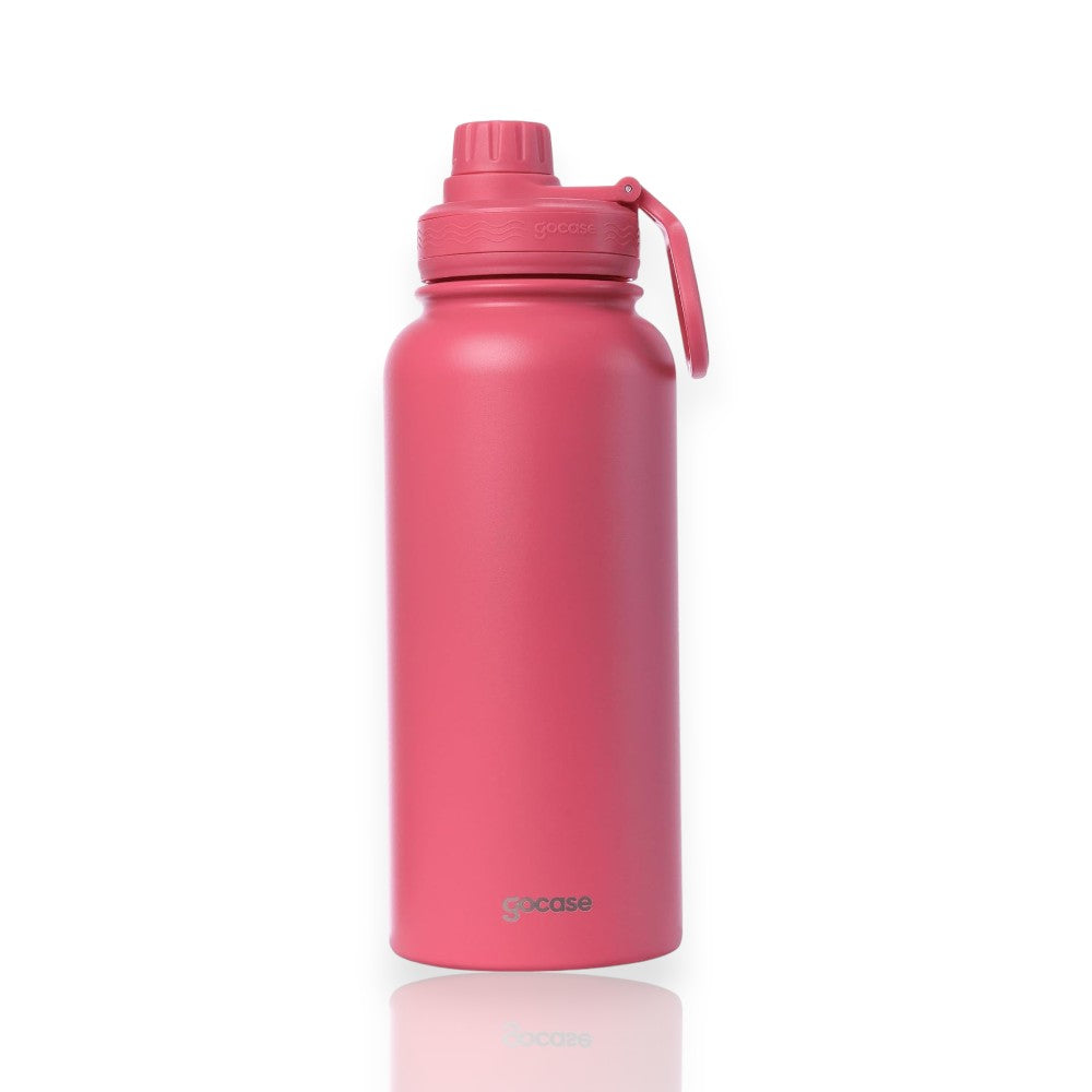 Garrafa Térmica Gocase Fresh - 950ml rosa, aço inoxidável, isolamento a vácuo, livre de BPA, ideal para manter bebidas frias ou quentes.