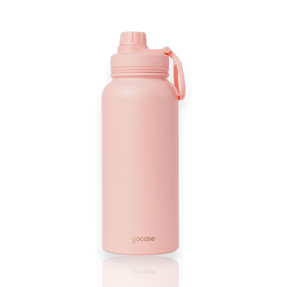 Garrafa Térmica Gocase Fresh - 950ml em cor rosa, aço inoxidável, parede dupla isolada a vácuo, sem BPA, ideal para manter bebidas geladas ou quentes.