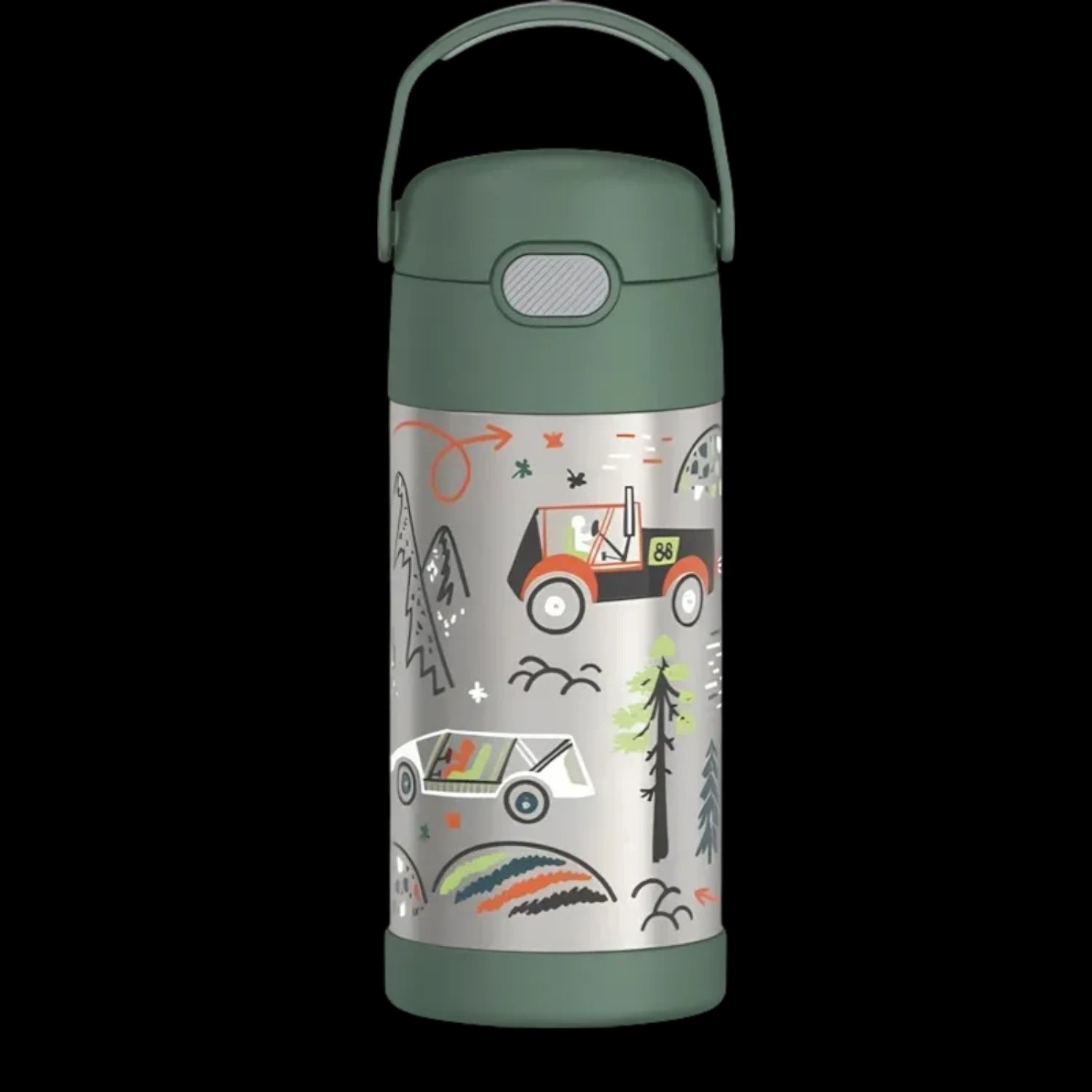 Garrafa Térmica Funtainer Thermos - 355ml com estampa infantil, ideal para manter bebidas frescas por 12 horas.