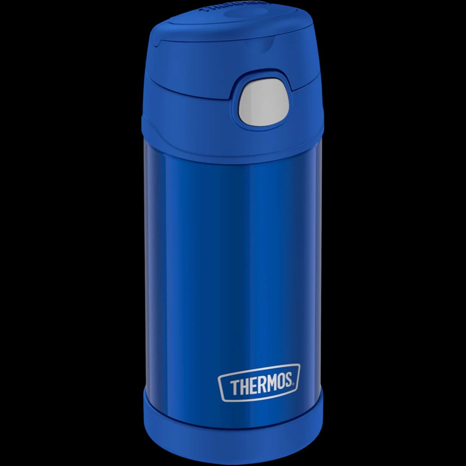 Garrafa Térmica Funtainer Thermos - 355ml azul para crianças, mantendo bebidas geladas por 12 horas com isolamento a vácuo.