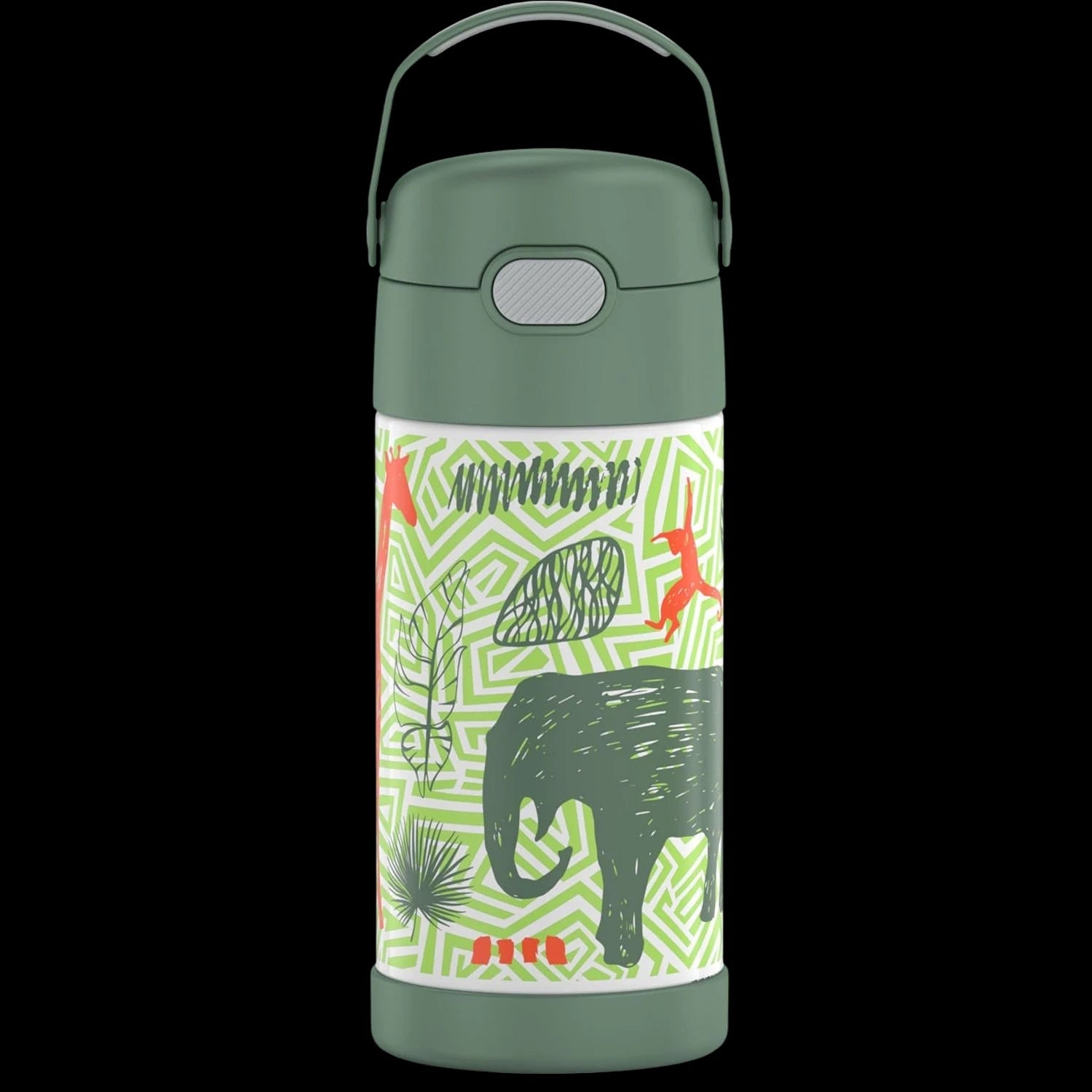 Garrafa Térmica Funtainer Thermos - 355ml com design infantil de elefante, isolamento a vácuo para manter bebidas geladas por 12 horas.
