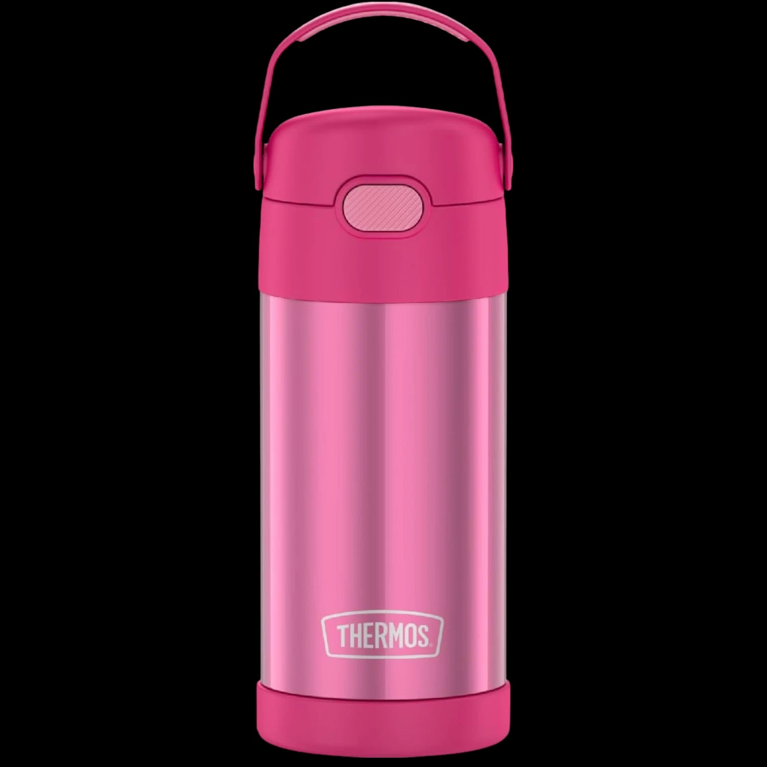 Garrafa Térmica Funtainer Thermos - 355ml rosa, adequada para manter bebidas geladas por 12 horas, ideal para crianças.