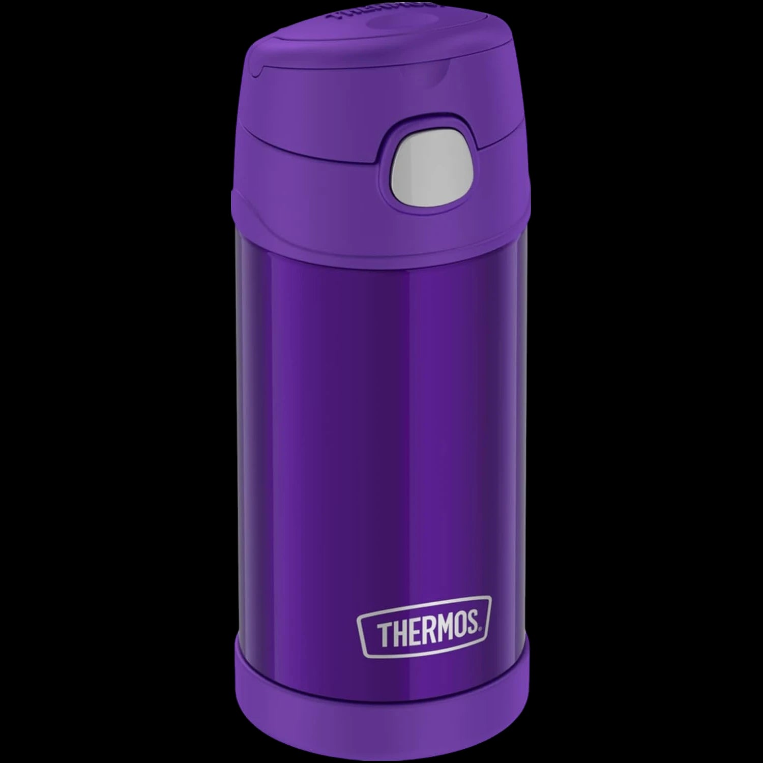 Garrafa Térmica Funtainer Thermos - 355ml roxa para manter bebidas frias por 12h, ideal para crianças, com design durável e prático.