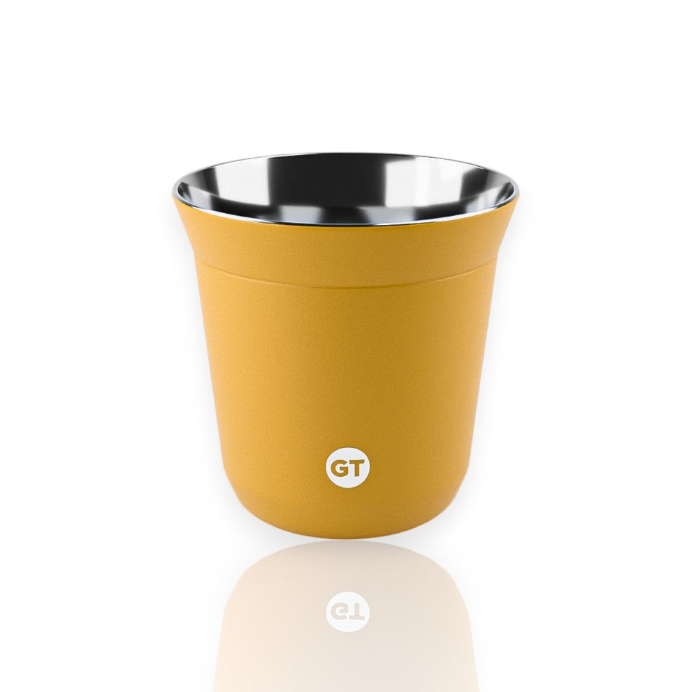 Copo Térmico Goldentec Espresso 80ml com acabamento Powder Coating, ideal para café, livre de BPA e resistente a arranhões.