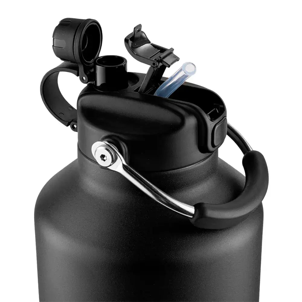 Close-up da Garrafa Térmica Kouda Serrano – 5L com tampa de vedação hermética, ideal para manter bebidas quentes por 12h e frias por 24h.