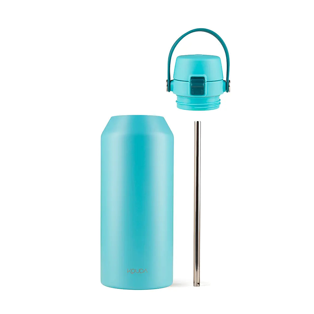Garrafa Térmica Kouda Vega – 1000ml em azul com tampa e canudo de inox.