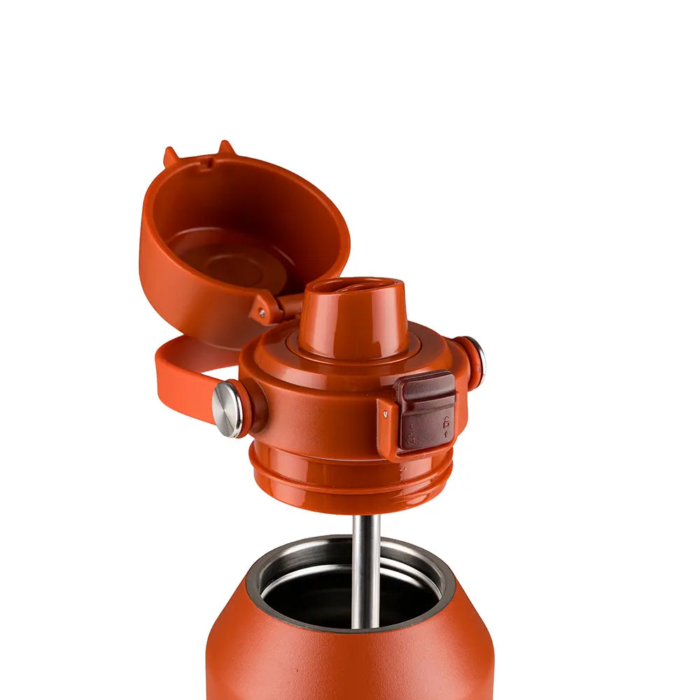 Garrafa Térmica Kouda Vega – 1000ml com tampa aberta, mostrando o bico e o interior em detalhe.