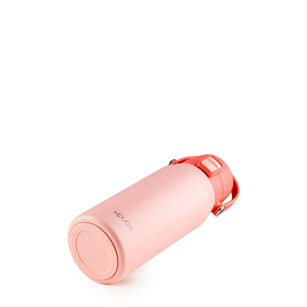 Garrafa Térmica Kouda Vega – 500ml, compacta e leve, ideal para mobilidade e conservação térmica eficiente, em rosa claro.