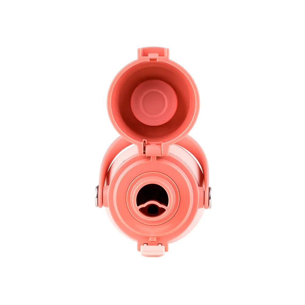 Top view of Garrafa Térmica Kouda Vega – 500ml with open lid, showing inside and spout, compact and efficient in bright color.