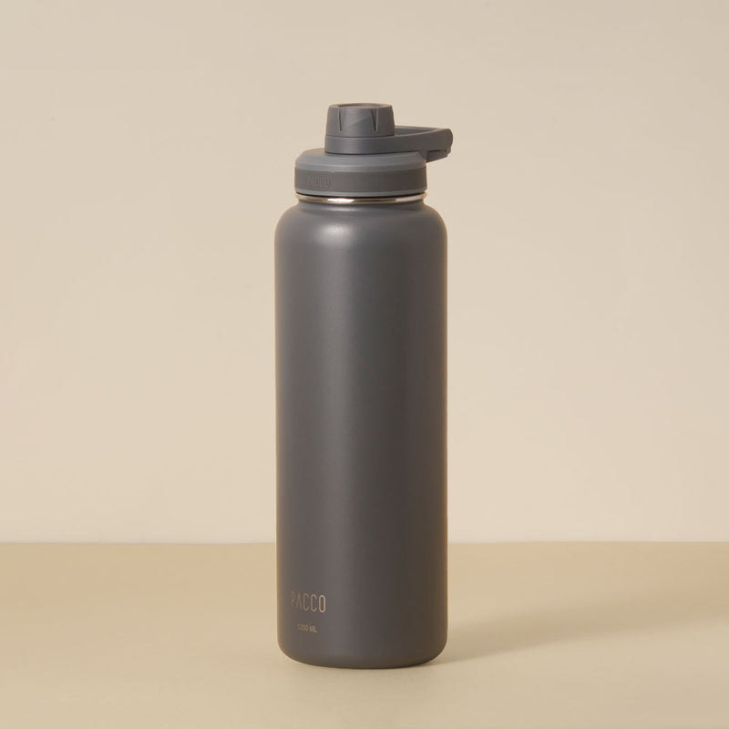 Garrafa Térmica PACCO Hydrav2 1200ml em cinza para alta performance térmica, ideal para viagens e esportes, 1200 ml.