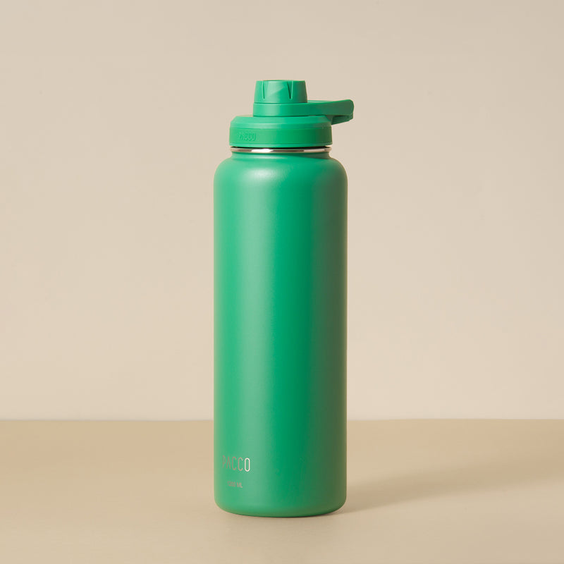 Garrafa Térmica PACCO Hydrav2 1200ml verde para bebidas frias e quentes, ideal para academia, trabalho e viagens.