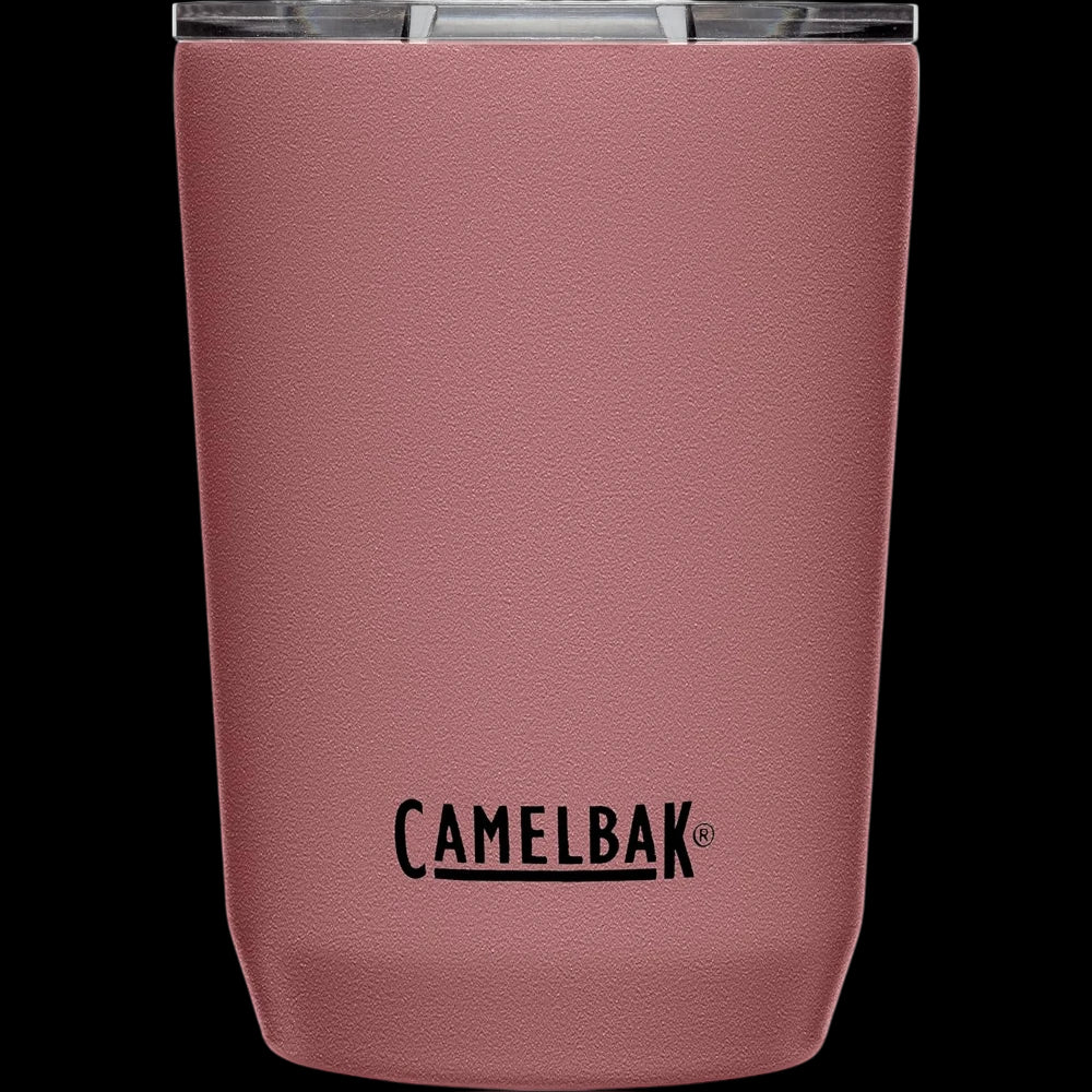 Copo Térmico Horizon Camelbak 350ml em rosa claro, ideal para manter bebidas quentes por 4h e frias por 6h. Compacto e estiloso.