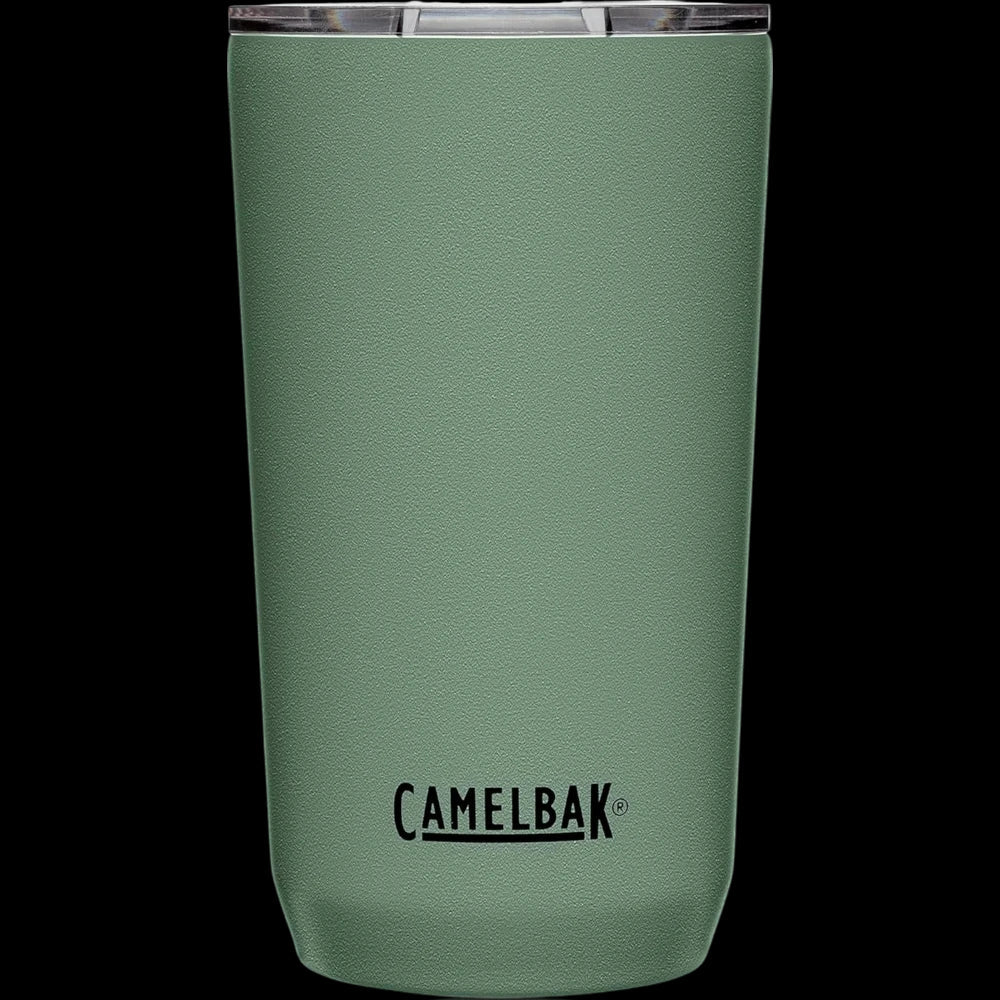 Copo Térmico Horizon Camelbak 500ml verde em aço inox, mantém bebidas quentes por 5h e frias por 10h, ideal para uso diário e viagens.