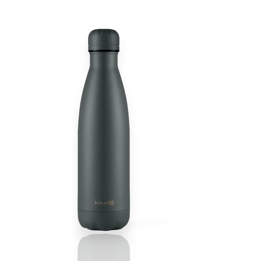 Garrafa Térmica Kouda Grey - 500ml com isolamento a vácuo e aço inoxidável, garantindo desempenho térmico superior e resistência.
