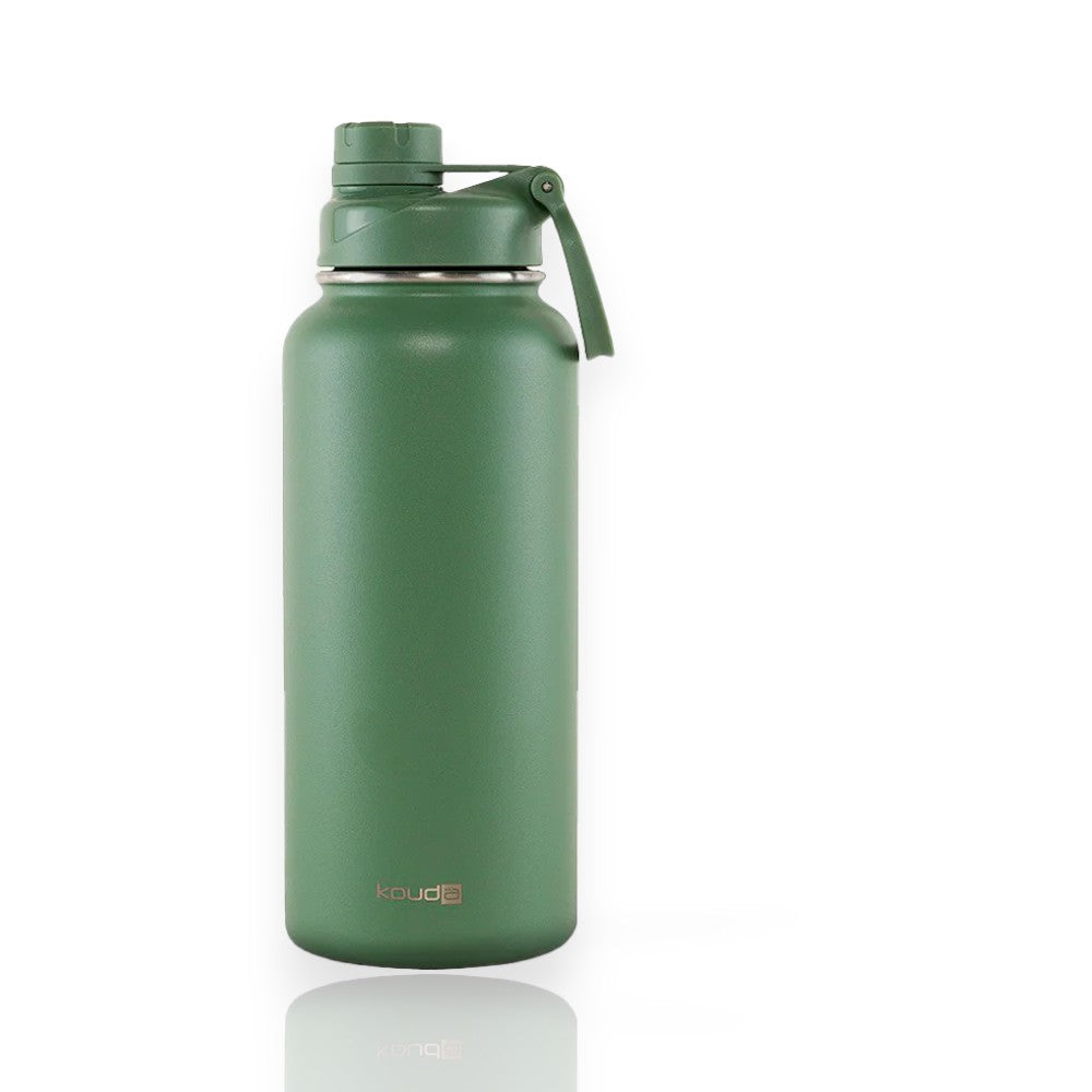 Garrafa Térmica Kouda Ladakh – 960ml, aço inoxidável, verde, com isolamento a vácuo e livre de BPA para segurança e sustentabilidade.
