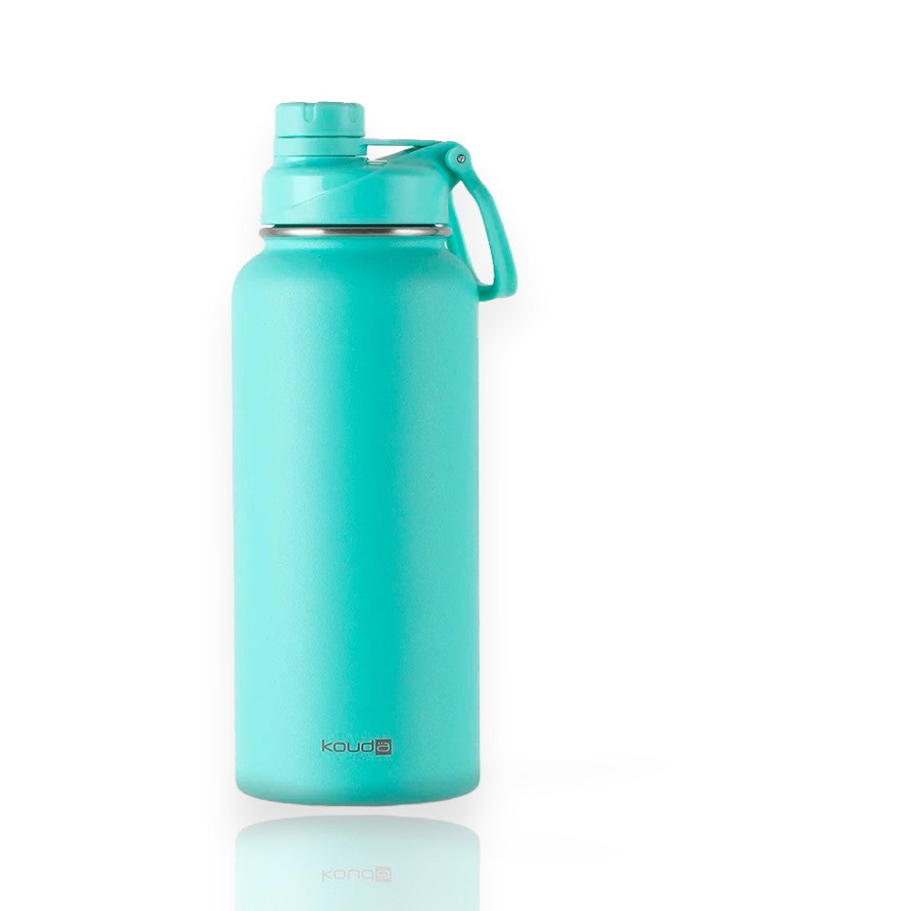 Garrafa Térmica Kouda Ladakh – 960ml em aço inoxidável azul com isolamento a vácuo, livre de BPA e resistente à corrosão.