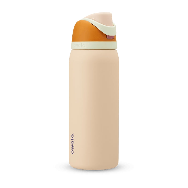 Garrafa Térmica Owala FreeSip 946 ml (32 oz) Bege, vista frontal com tampa fechada