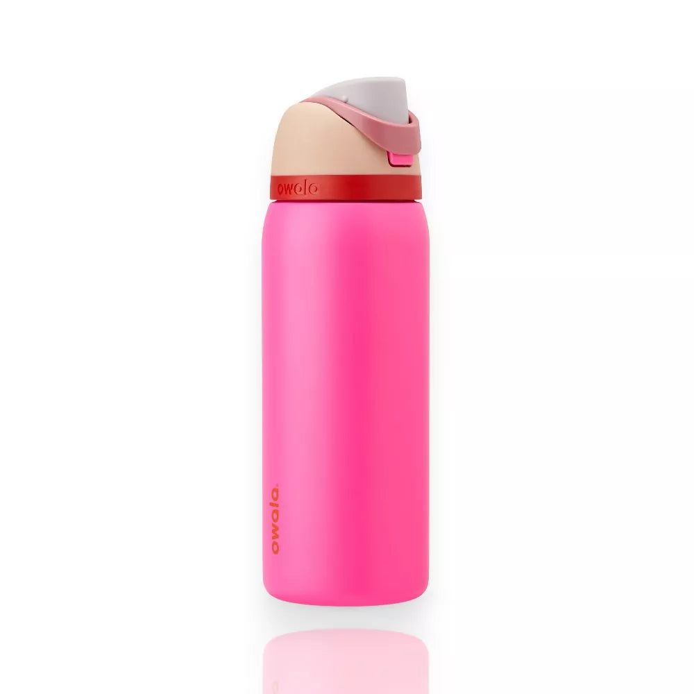 Garrafa Térmica Owala FreeSip 946 ml (32 oz) Pink Barbie, vista frontal com tampa fechada