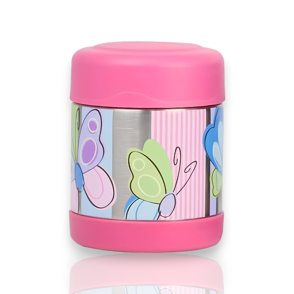 Pote Térmico Thermos Funtainer F300 - 290ml com borboletas coloridas, ideal para crianças, durável e livre de BPA.