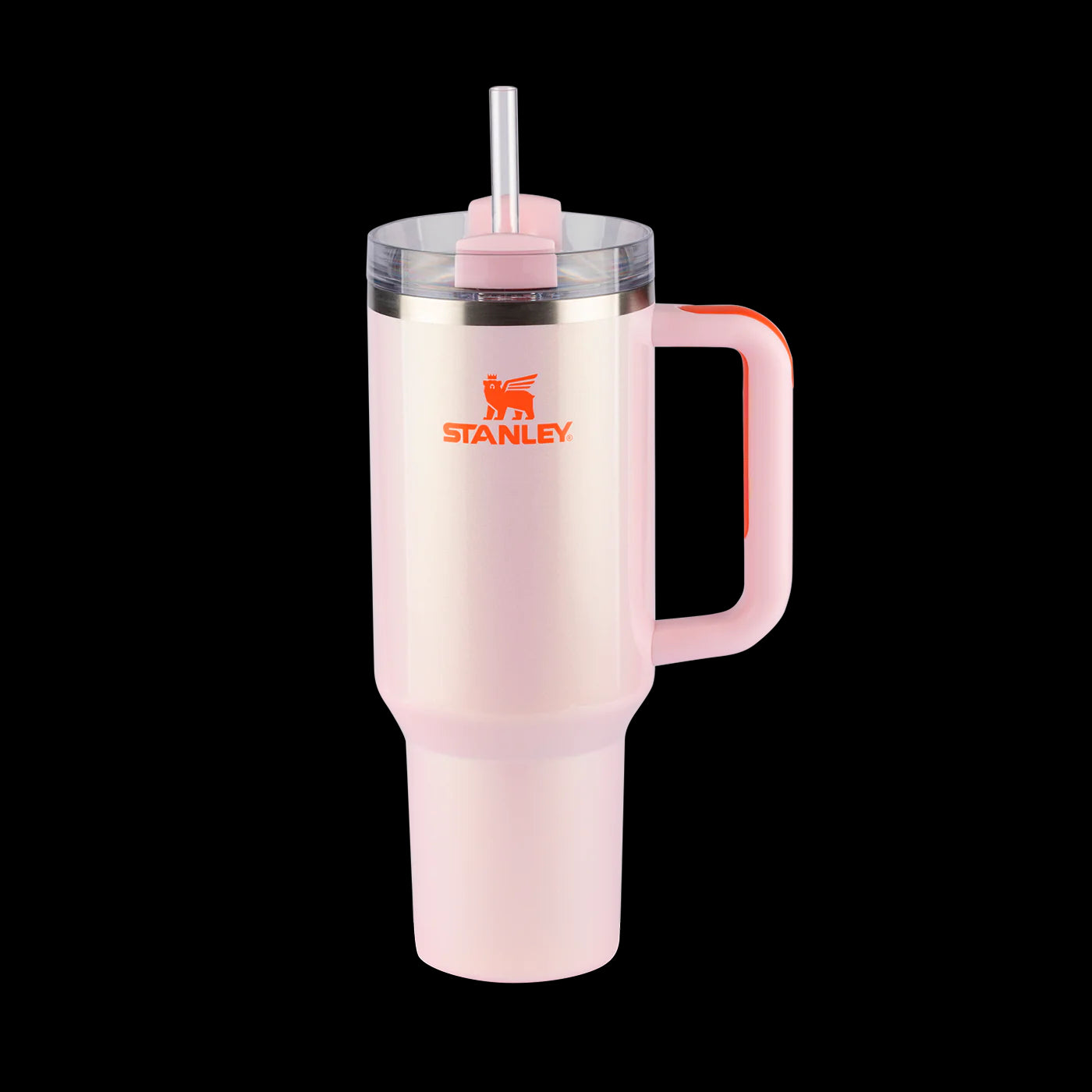 Copo Quencher Stanley 1,18L rosa com alça ergonômica e tampa FlowState para diferentes modos de uso, ideal para hidratação diária.