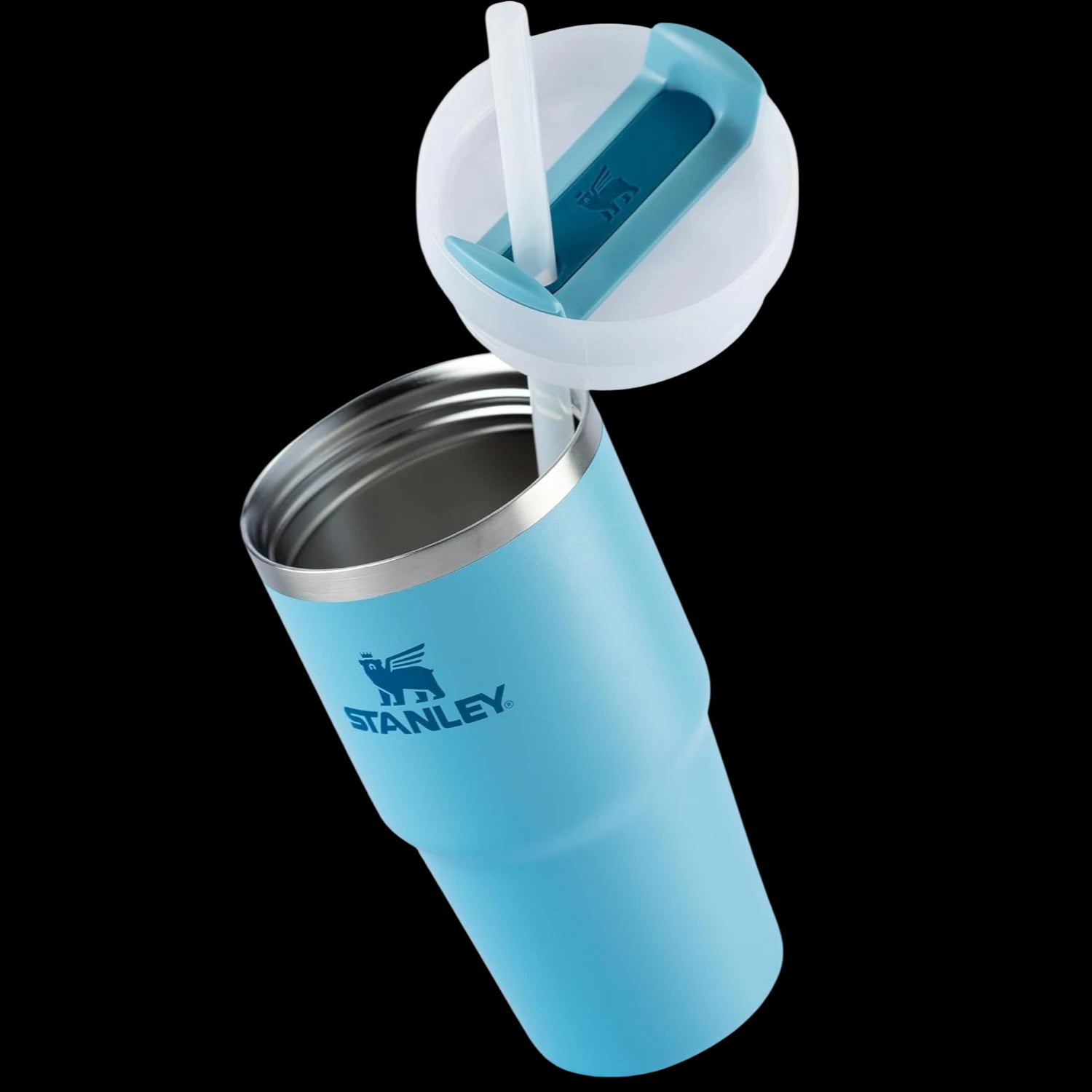 Copo Quencher 2.0 Stanley | 591ml azul com tampa e canudo, ideal para manter bebidas frias em qualquer ocasião.