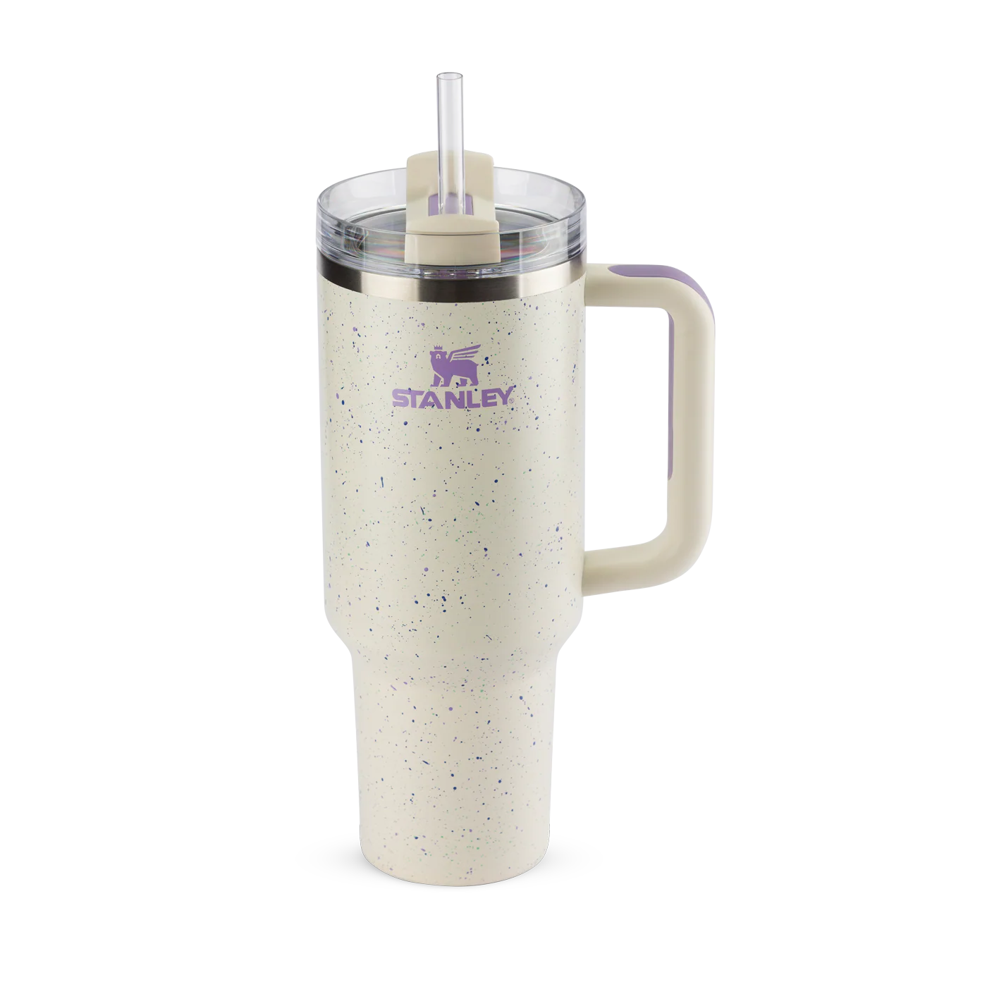 Copo Quencher Stanley 1,18L em cor creme com alça e tampa versátil, ideal para hidratação no dia a dia, academia e viagens.