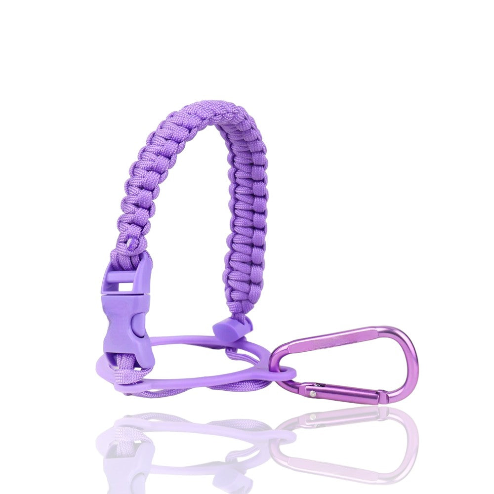 Alça de Mão Paracord lilás para Garrafa Térmica com mosquetão.
