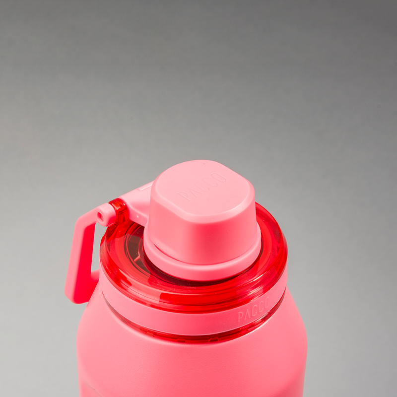 Tampa PACCO Flow rosa, ideal para bebidas, garantindo praticidade, segurança e conforto em cada gole. Resistente e durável.