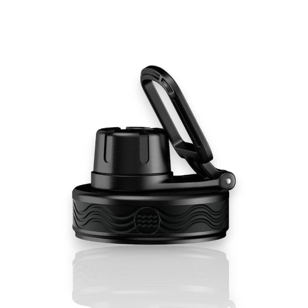 Tampa Urbnsol - Spout Lid preta compatível com garrafas Hydrotank, reciclável e livre de BPA, projetada para durabilidade.